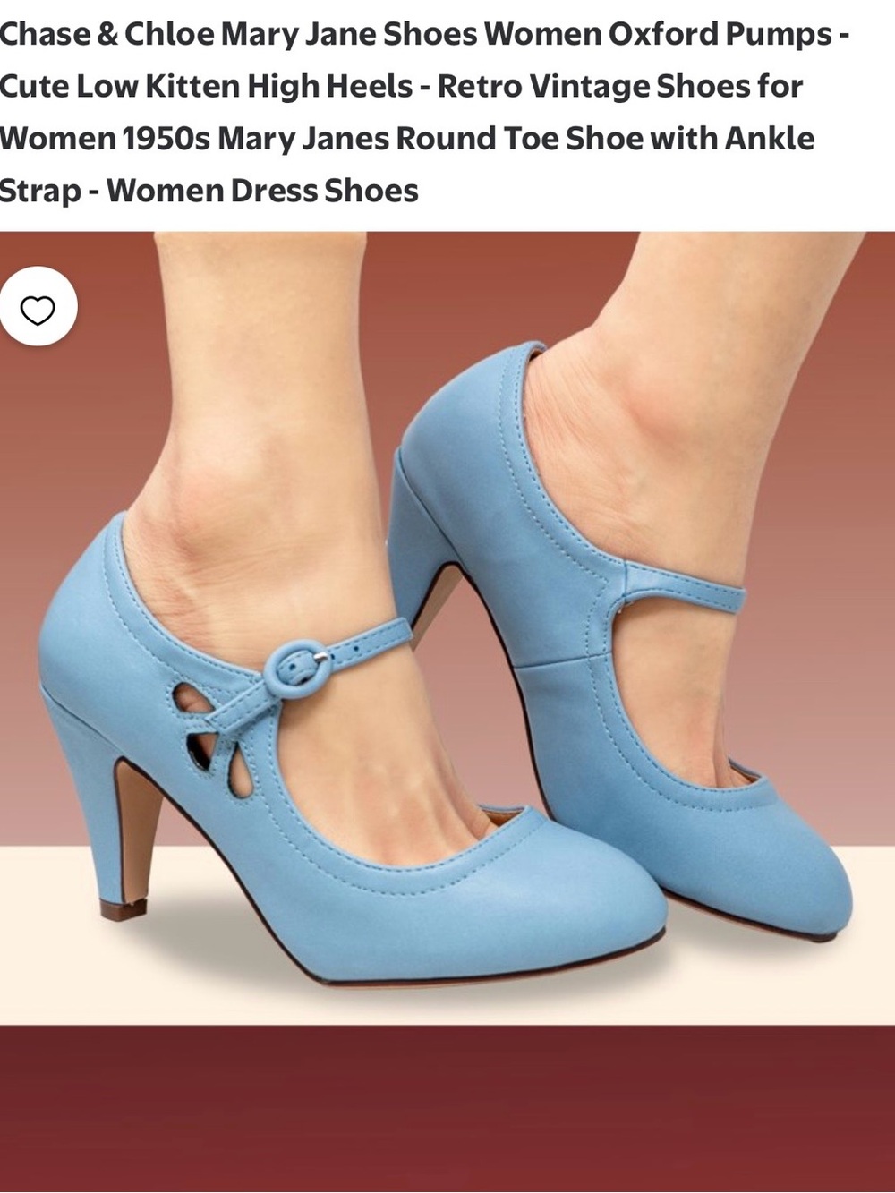 Chase + Chloe Powder Blue Mary Jane Heels with Ankle Strap